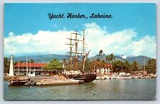 Postcard HI Lahaina Maui View Pre-Fire Yacht Harbor Boat Vessel Pioneer Hotel H1 picture