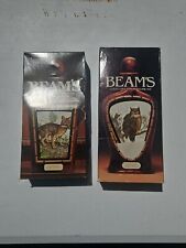 Vintage J. LOCKHART Jim Beam Whiskey Bottle Decanters GRAY FOX Horned Owl In Box picture