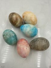 Vintage Alabaster Colored Marble Granite Stone Easter Eggs - Lot of 6 picture