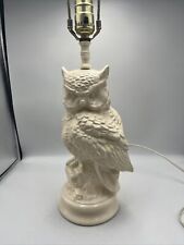 VTG Mid Century Modern Large Chalkware Owl Lamp 12