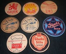 Lot of 8 Gluek's Beer, Glueks Brewery 1930's to 1960's Vintage Beer Coasters picture