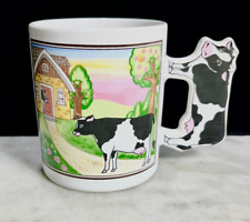 Vintage Cow Coffee Tea Mug with Cow Handle Barnyard Dairy Farm Japan picture