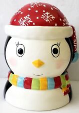 Real Home Penguin Cookie Jar Let Us Entertain You Earthenware 9 1/2