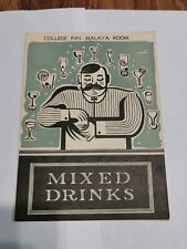 Vintage 1941 Mixed Drinks Menu Malaya Room  Hotel Sherman / College Inn Chicago picture