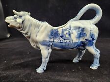Vintage Delft Blue Cow Creamer Windmill and Trees Pattern Hand Painted picture