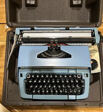 Vintage 70's Smith Corona Galaxie 12 XII Atomic Blue Manual Typewriter With Case picture