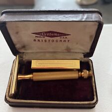 Gillette Gold Aristocrat Safety Razor In Case Made In USA picture