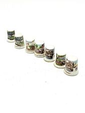 Vintage Ceramic Thimble Lot Of 7 White With Scenic Pictures picture
