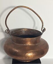 Antique Hand Hammered Copper Cauldron with Handle picture