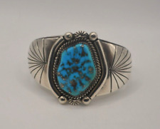 Fred Guerro Sterling Turquoise Navajo Cuff Bracelet Vintage Signed picture