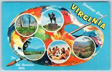 1963 GREETINGS FROM VIRGINIA*VA*ARTISTS' PALETTE PAINTBRUSH 5 VIEWS POSTCARD picture
