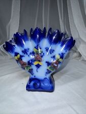 1932 Antique Vintage Blue Five Finger Handpainted Vase Portugal Signed picture