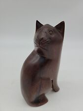 Ironwood Sitting CAT Kitten Figurine Sculpture Sleek Smooth Hand Carved 5