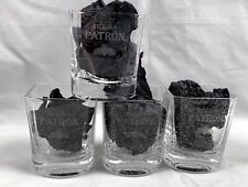 4 New Patron Tequila Etched Bee Logo Bubble Square Shot Glasses 2 oz picture