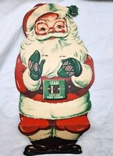 Vtg Sears Happy Time Toy Town Die Cut Mechanical Sitting Winking Christmas Santa picture