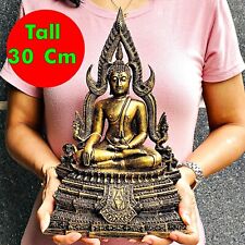 Large 30cm Buddha Chinnaraj Statue Lucky Rich Fortune Old Gold Thai Amulet 17570 picture