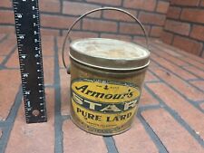 Vintage Armour Star Pure Lard 2 Lbs. Tin Bucket Pail picture