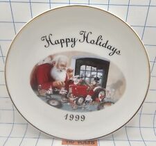 VTG New Holland Collectors Plate Xmas Santa 1999 Gold Gilded Edges White Plate picture