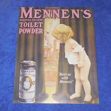 Retro Mennen's Borated Talcum Toilet Powder Metal Tin ADVERTISING SIGN 13 X 16.5 picture
