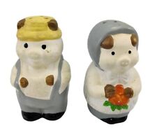 Vintage Whimsical Pigs Salt & Pepper Shakers Ceramic READ picture