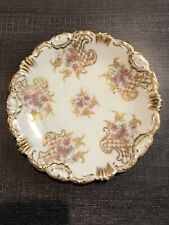 Limoges Plate Hand Painted Porcelain Ceramic Floral Gold Beading (AL) 8
