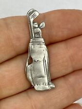 Vintage Pewter Silver Tone Metal Golf Bag and Clubs Brooch Golfer Sports Pin picture