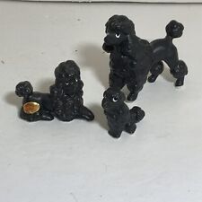 Vintage Miniature Poodle Figurine Set Of 3 Bone China Japan Mini Black  Dogs picture
