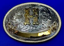 Letter H Initial Western   HUGE NOS Belt Buckle w/ blank award ribbon to engrave picture