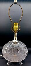 Egg Shaped Vintage Footed Floral Crystal Table Lamp 18