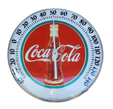 Vintage Coca Cola 12” Round Coke Button Jumbo Dial Thermometer Corporation M14 picture