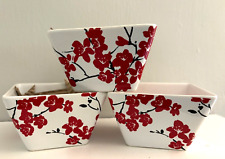222 Fifth PTS Int'l Mia Blossom Red Porcelain China Appetizer Cereal Bowls (3) picture