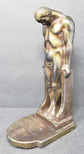 Oscar B. Bach Gilt Bronze Art Deco Male Nude Telamon Bookend Signed Original picture