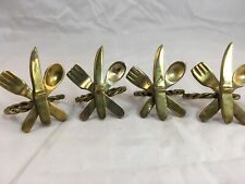 Vintage Brass Napkin Rings Harman Home Collection Mini Knife Fork Spoon Design picture