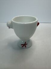 Vintage Westmoreland White Milk Glass Chicken Shaped Egg Cup Red Accents picture