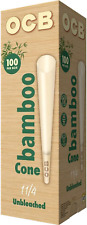 OCB Bamboo Unbleached Pre-Rolled Rolling Paper Cones 1-1/4 (84Mm) Size - 100 Con picture