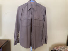 Vintage Regulation Army Officers Fitted Shirt Long Sleeve Khaki Twill Wool 1940s picture