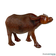Vintage Traditional Mahogany Asian Water Buffalo Ox Figural Carved Sculpture picture