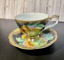 Shafford Japan Vintage Hand Decorated Fruit Gold Trim Footed Cup Saucer picture