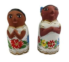 VTG Red Clay Art Folk Latin American Man Woman Figural Salt Pepper Shakers READ picture