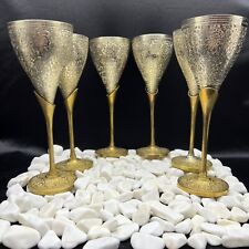 Vintage Rare Flutes Wine Goblet Healthy Drink  Brass Nickel Plated Champagne Vtg picture