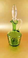 Decanter Claret Jug  Hand Blcwn  c1880 Antique Apple Green Leaded Glass Stopper picture