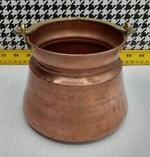 Unbranded 4/12 Solid Copper Pot Brass Handle Turkey Vintage Hammered Patina picture