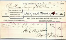 Scarce Long Island City NY Letterhead Billhead 1891 Daily Weekly Star Newspaper picture