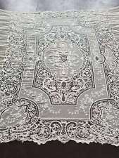 Antique and Lovely Circa 1860 Brussels Lace W/Point De Gaze Tablecloth 243x183cm picture
