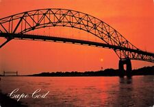 Postcard Canal Bridges at Sunset, Cape Cod, Massachusetts MA Vintage picture