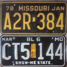 Vintage 1978 and 1991 Missouri BL-6 licenses plates picture