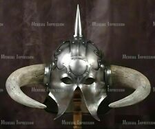 Medieval Death Dealer Helmet Metal Steel With Liner and Chin Strap LARP/Costumes picture