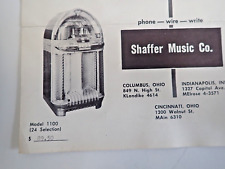 1955 Shaffer Music Co Advertising Brochure 1100 Wurlitzer For $89.50 + Many More picture