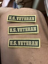 3 Pack U.S. Veteran Tactical Hook & Loop Fully Embroidered Morale Tag Patch 1x4 picture