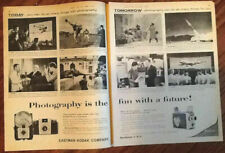 Kodak camera 1950s ad 1959 original vintage 2 pg print races Brownie Starflash picture